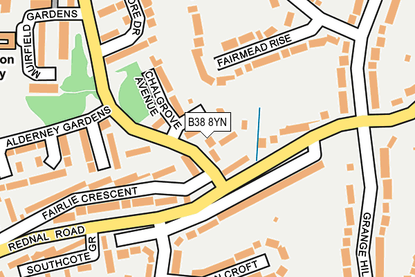 B38 8YN map - OS OpenMap – Local (Ordnance Survey)