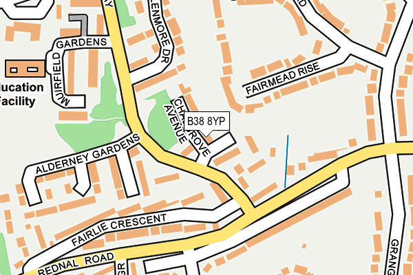 B38 8YP map - OS OpenMap – Local (Ordnance Survey)