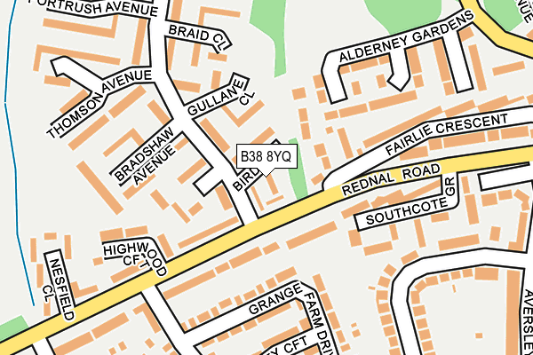 B38 8YQ map - OS OpenMap – Local (Ordnance Survey)