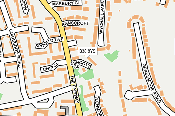 B38 8YS map - OS OpenMap – Local (Ordnance Survey)