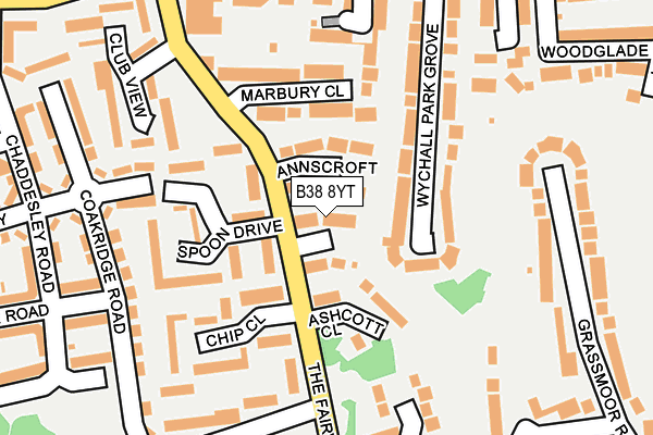 B38 8YT map - OS OpenMap – Local (Ordnance Survey)
