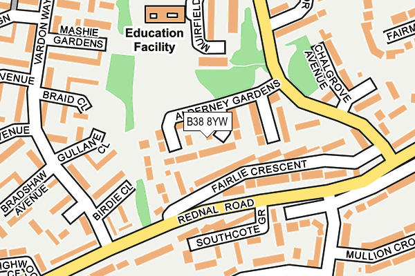 B38 8YW map - OS OpenMap – Local (Ordnance Survey)