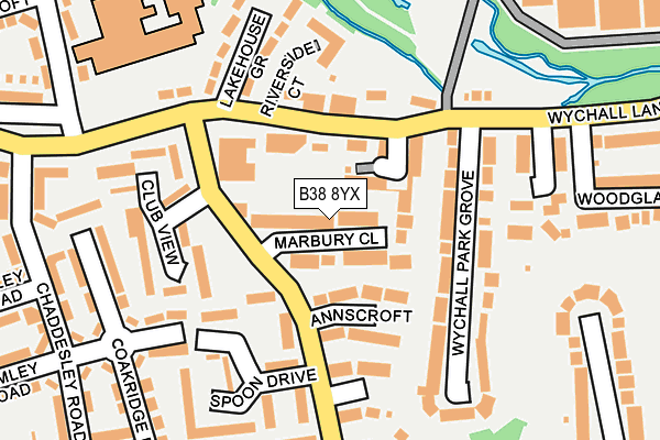 B38 8YX map - OS OpenMap – Local (Ordnance Survey)