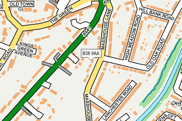 B38 9AA map - OS OpenMap – Local (Ordnance Survey)
