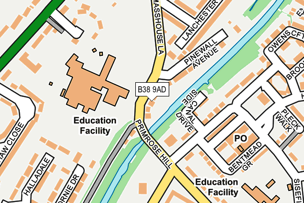 B38 9AD map - OS OpenMap – Local (Ordnance Survey)