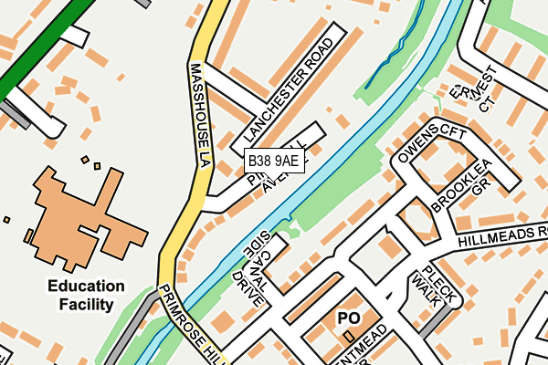 B38 9AE map - OS OpenMap – Local (Ordnance Survey)