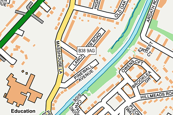 B38 9AG map - OS OpenMap – Local (Ordnance Survey)