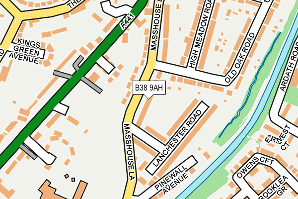 B38 9AH map - OS OpenMap – Local (Ordnance Survey)