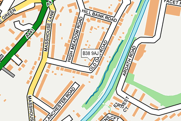 B38 9AJ map - OS OpenMap – Local (Ordnance Survey)