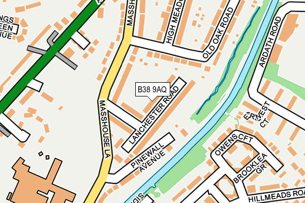 B38 9AQ map - OS OpenMap – Local (Ordnance Survey)