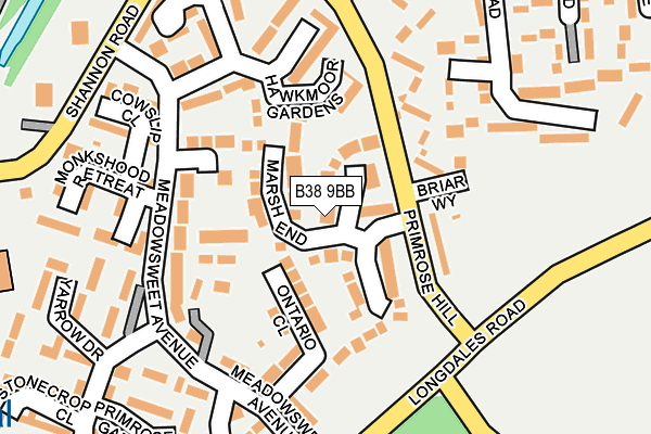 B38 9BB map - OS OpenMap – Local (Ordnance Survey)