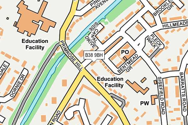 B38 9BH map - OS OpenMap – Local (Ordnance Survey)