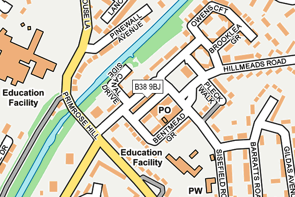 B38 9BJ map - OS OpenMap – Local (Ordnance Survey)