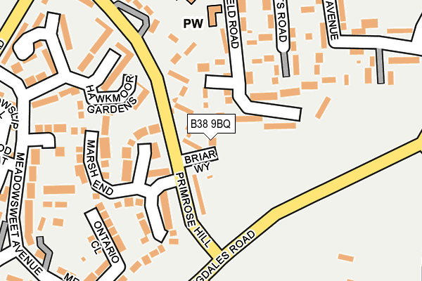 B38 9BQ map - OS OpenMap – Local (Ordnance Survey)