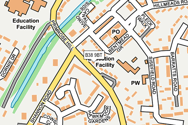 B38 9BT map - OS OpenMap – Local (Ordnance Survey)