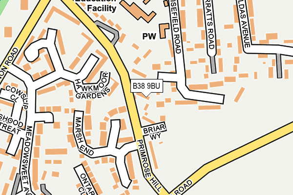 B38 9BU map - OS OpenMap – Local (Ordnance Survey)