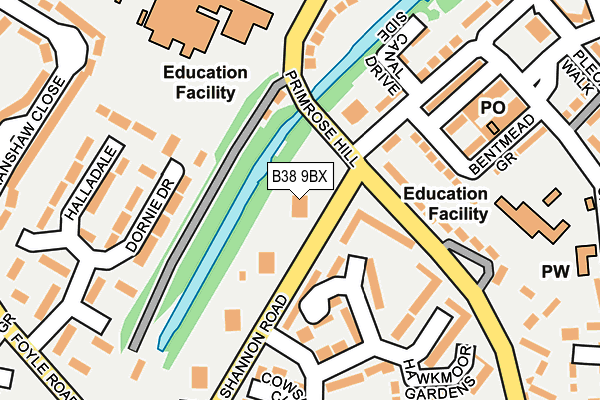 B38 9BX map - OS OpenMap – Local (Ordnance Survey)