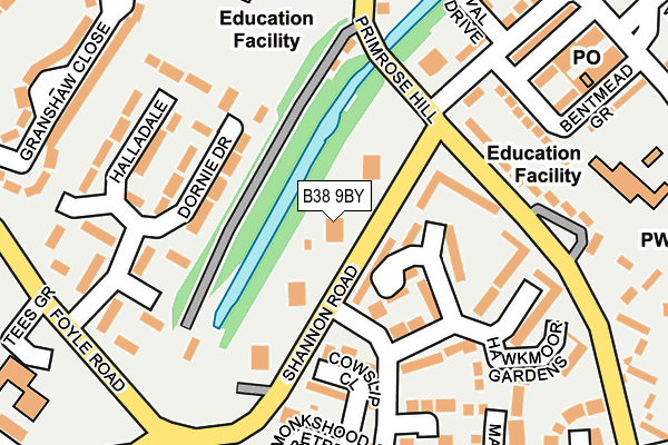 B38 9BY map - OS OpenMap – Local (Ordnance Survey)