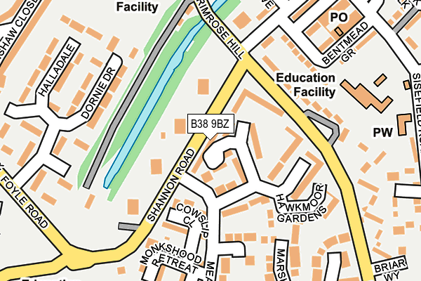 B38 9BZ map - OS OpenMap – Local (Ordnance Survey)