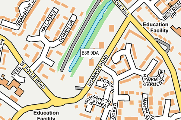 B38 9DA map - OS OpenMap – Local (Ordnance Survey)