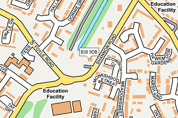 B38 9DB map - OS OpenMap – Local (Ordnance Survey)