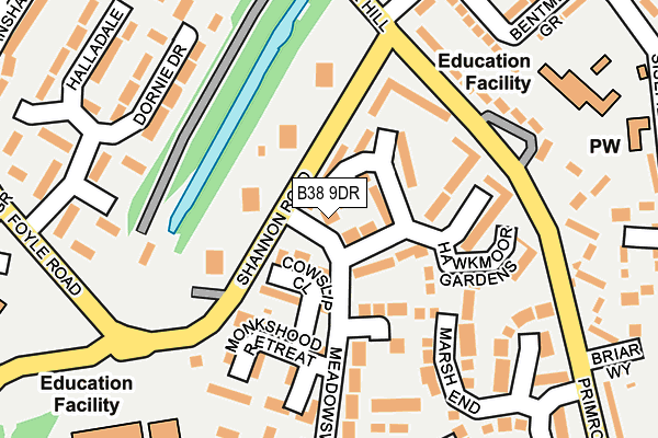 B38 9DR map - OS OpenMap – Local (Ordnance Survey)