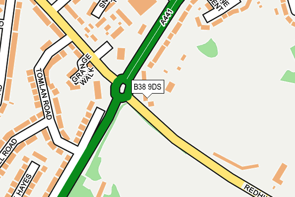 B38 9DS map - OS OpenMap – Local (Ordnance Survey)