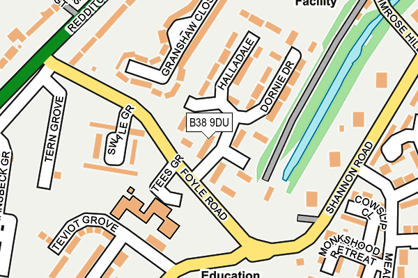 B38 9DU map - OS OpenMap – Local (Ordnance Survey)