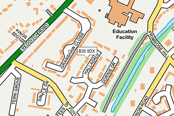 B38 9DX map - OS OpenMap – Local (Ordnance Survey)