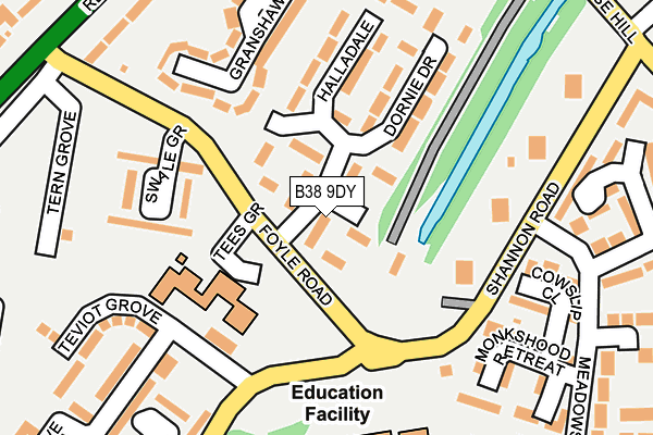 B38 9DY map - OS OpenMap – Local (Ordnance Survey)