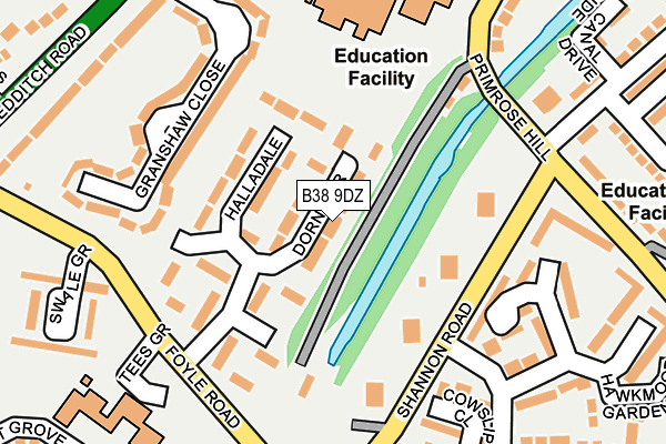 B38 9DZ map - OS OpenMap – Local (Ordnance Survey)