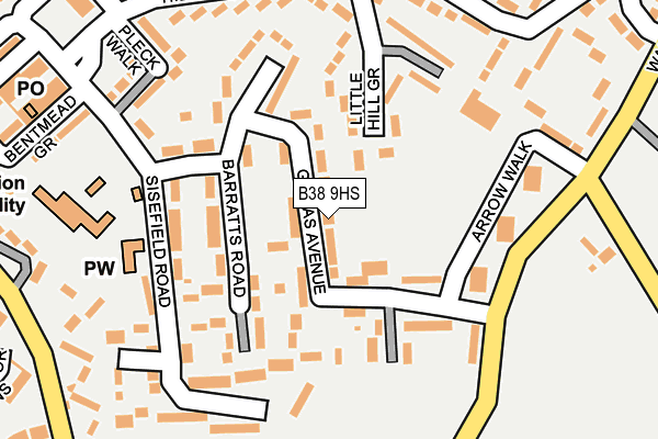 B38 9HS map - OS OpenMap – Local (Ordnance Survey)