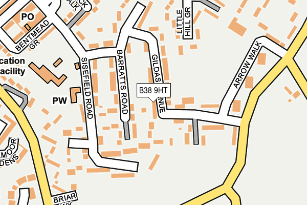 B38 9HT map - OS OpenMap – Local (Ordnance Survey)