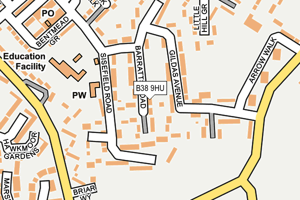 B38 9HU map - OS OpenMap – Local (Ordnance Survey)