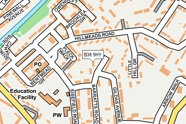 B38 9HY map - OS OpenMap – Local (Ordnance Survey)