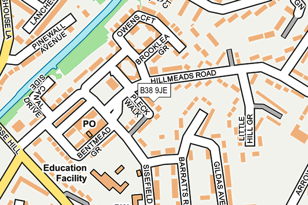 B38 9JE map - OS OpenMap – Local (Ordnance Survey)