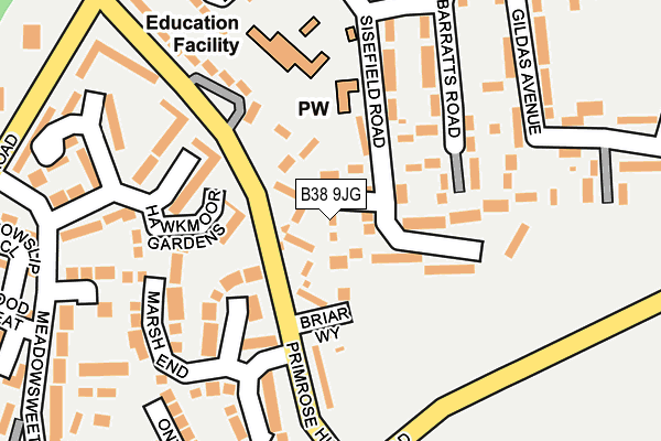 B38 9JG map - OS OpenMap – Local (Ordnance Survey)