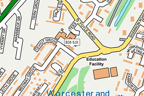 B38 9JX map - OS OpenMap – Local (Ordnance Survey)