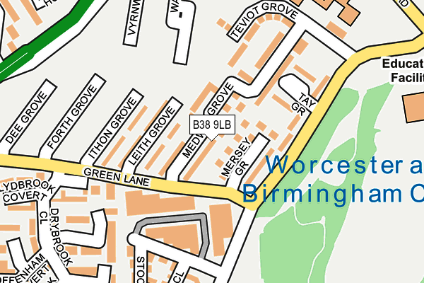 B38 9LB map - OS OpenMap – Local (Ordnance Survey)