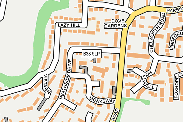 B38 9LP map - OS OpenMap – Local (Ordnance Survey)