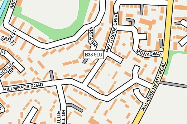 B38 9LU map - OS OpenMap – Local (Ordnance Survey)