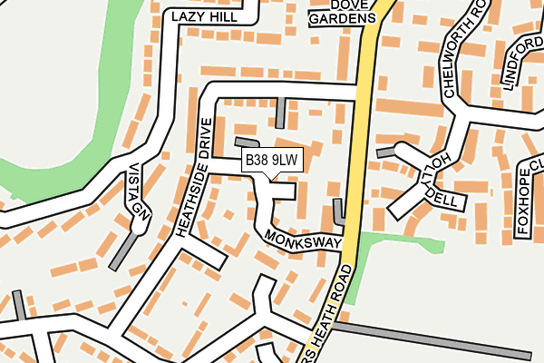 B38 9LW map - OS OpenMap – Local (Ordnance Survey)