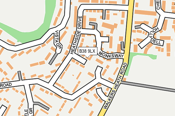 B38 9LX map - OS OpenMap – Local (Ordnance Survey)