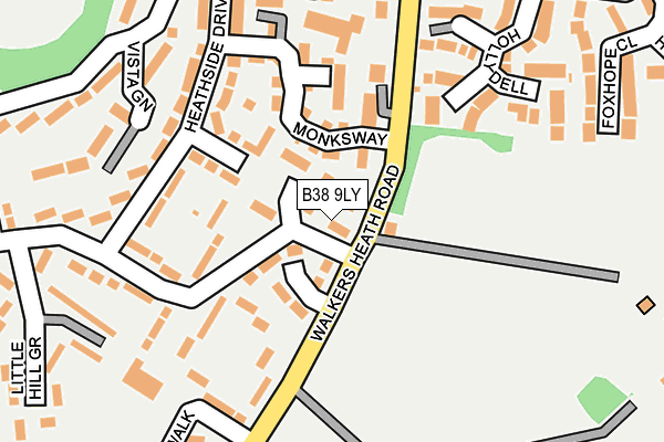 B38 9LY map - OS OpenMap – Local (Ordnance Survey)