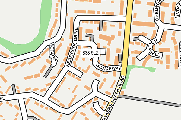 B38 9LZ map - OS OpenMap – Local (Ordnance Survey)