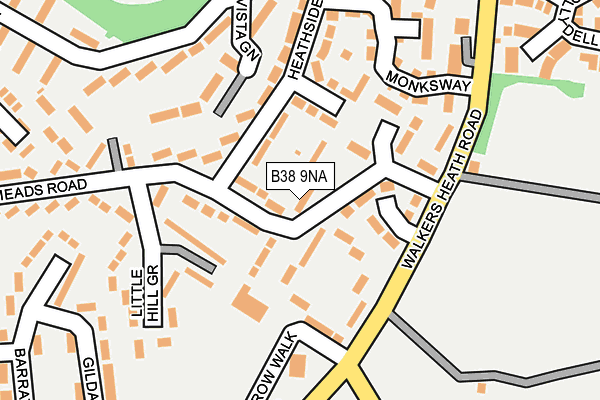 B38 9NA map - OS OpenMap – Local (Ordnance Survey)