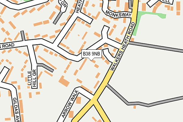 B38 9NB map - OS OpenMap – Local (Ordnance Survey)
