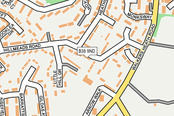 B38 9ND map - OS OpenMap – Local (Ordnance Survey)
