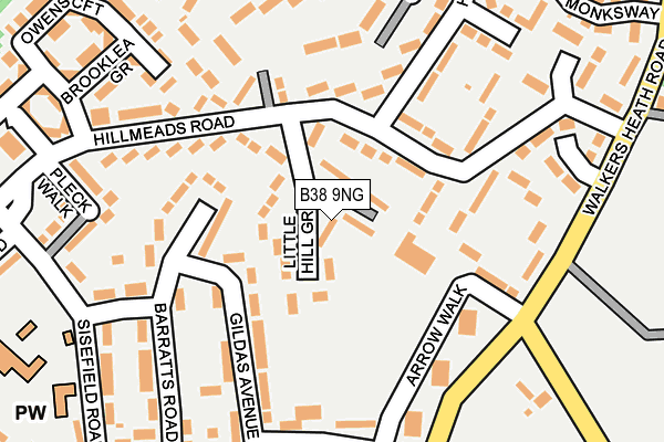 B38 9NG map - OS OpenMap – Local (Ordnance Survey)