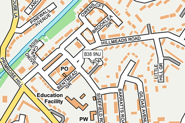 B38 9NJ map - OS OpenMap – Local (Ordnance Survey)